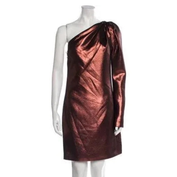 Victoria Beckham Metallic Bronze  one- shoulder  dress - Picture 5 of 5